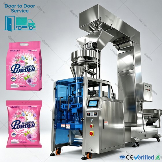 VFFS Automatic Detergent Powder Packing Machine for 500g 1kg Washing Powder Detergent Packaging Machine
